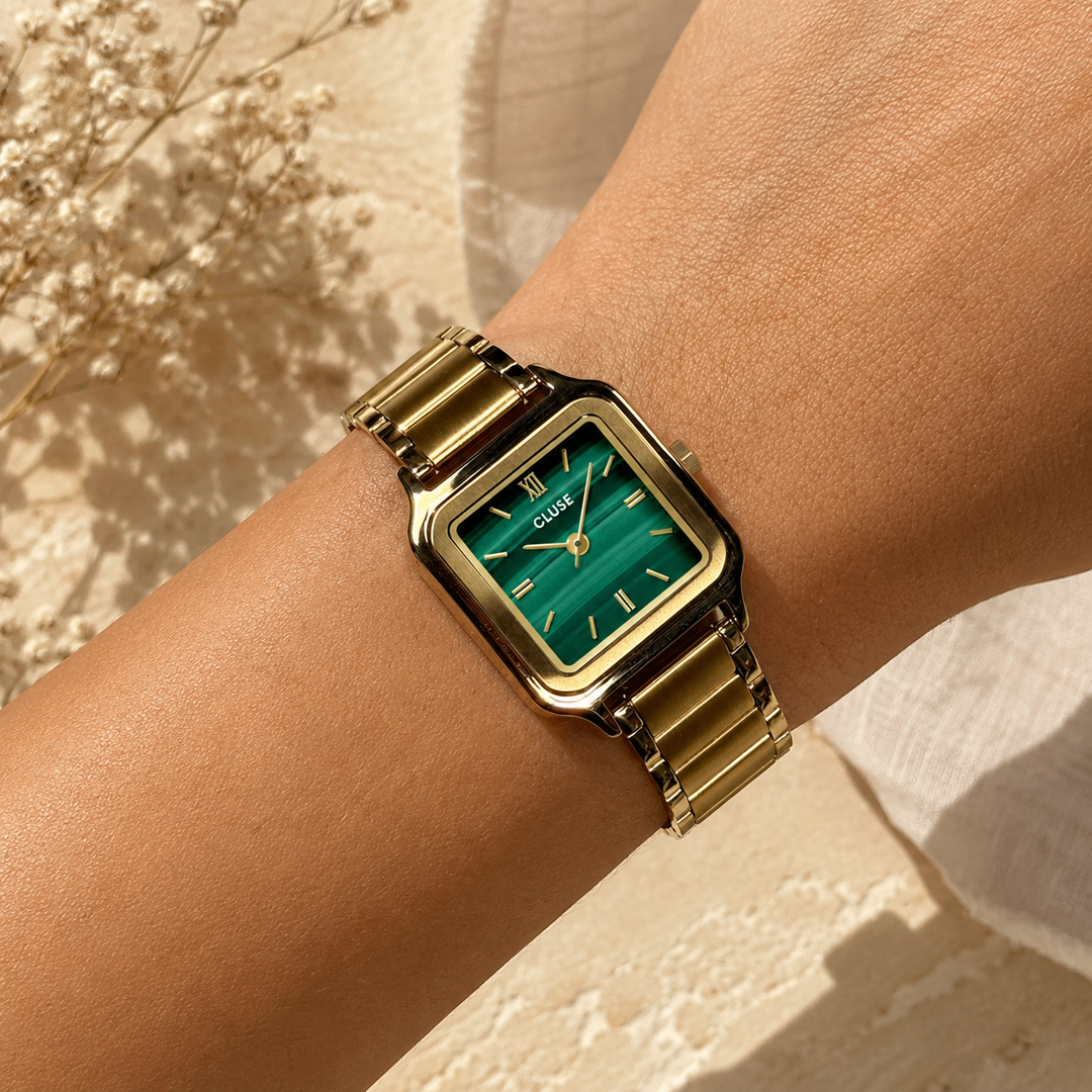 Montre Cluse-Petite gracieuse dorée-verte